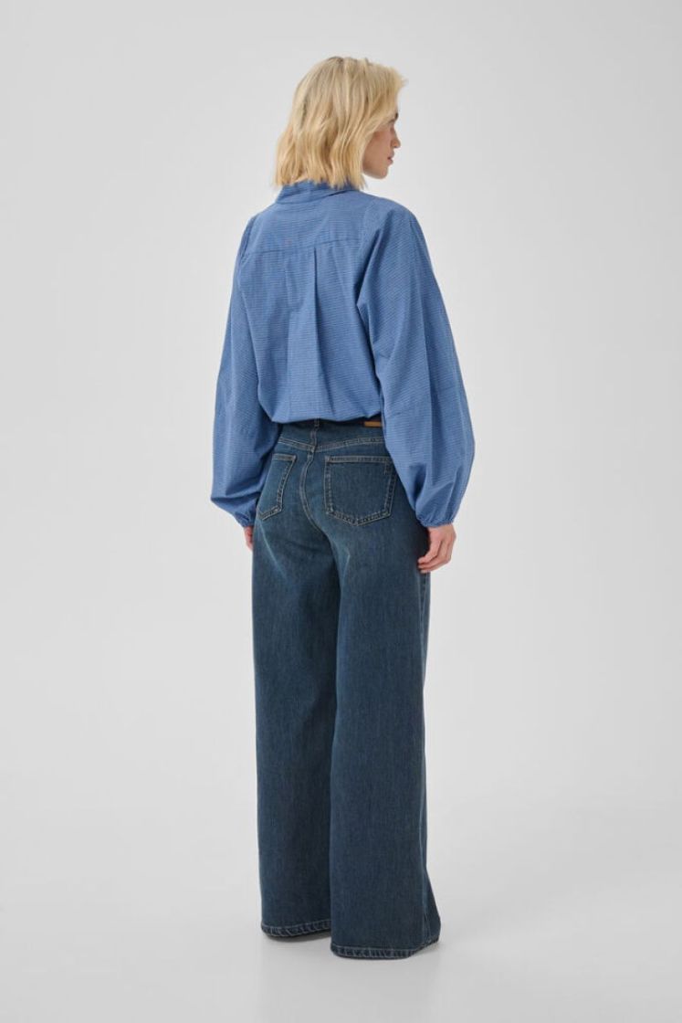 MWIlse Balloon Sleeve Shirt 109861 Clear Blue Check