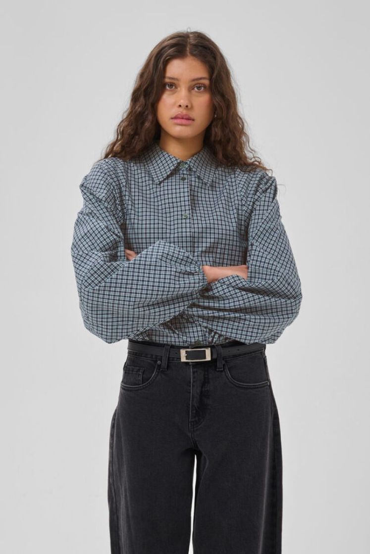 MWIlse Balloon Sleeve Shirt 109862 Douglas Green Check