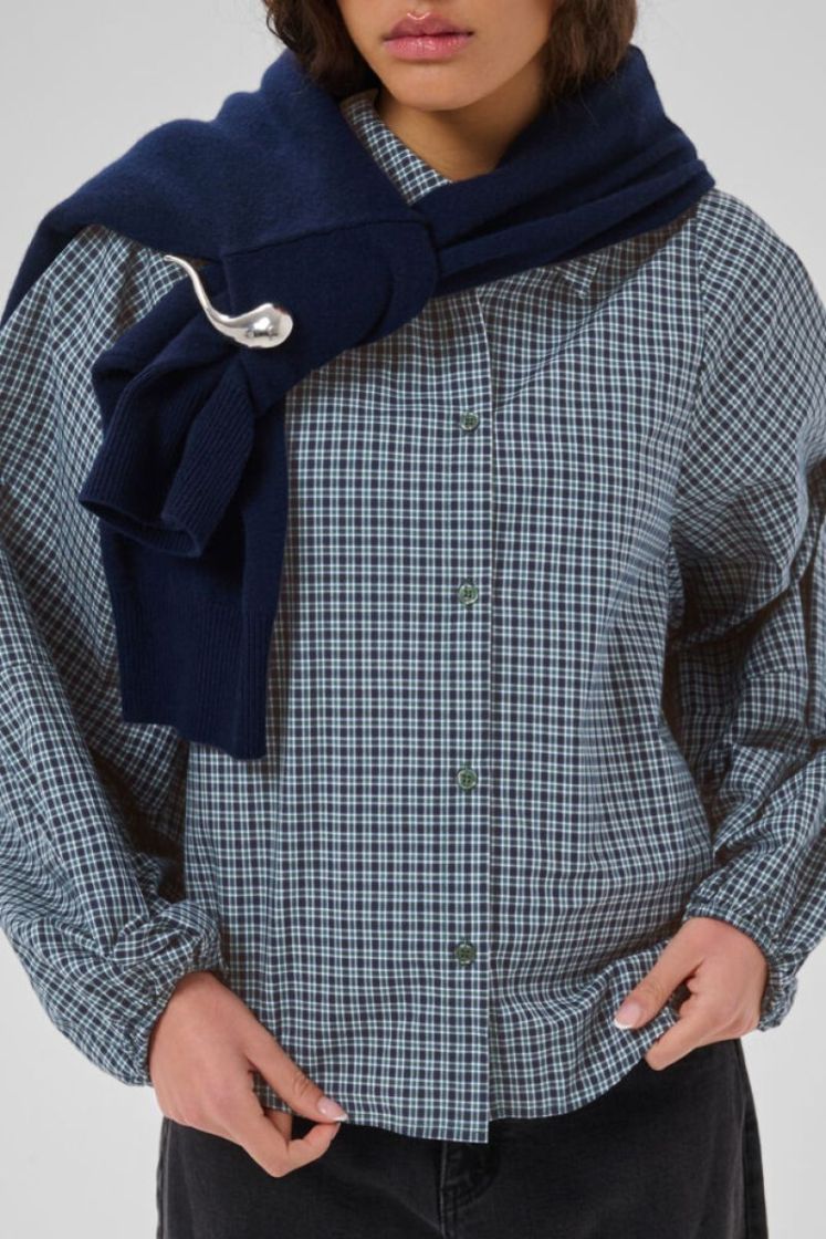 MWIlse Balloon Sleeve Shirt 109862 Douglas Green Check