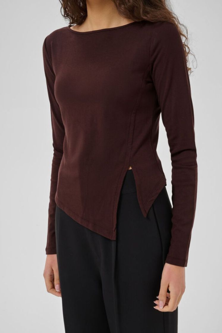 MWNupti Asymmetric Blouse 109828 Dark Brown