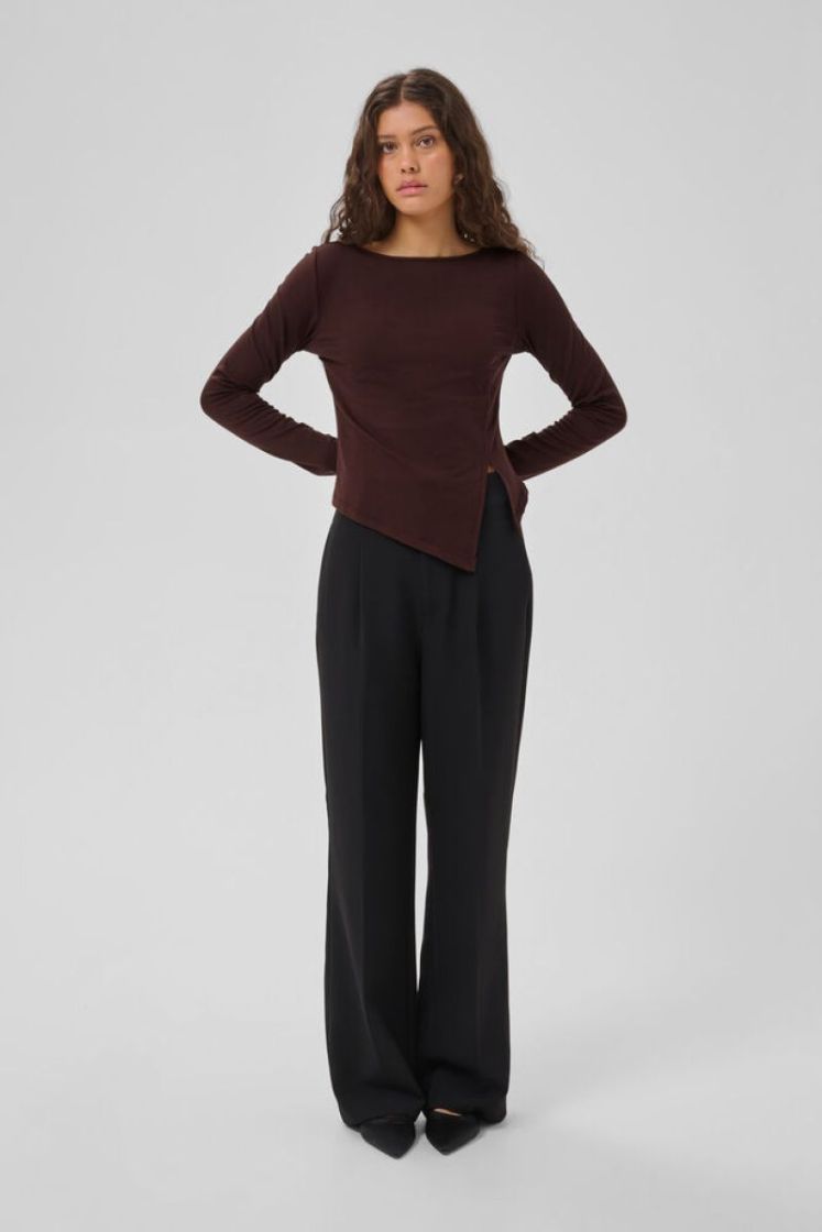 MWNupti Asymmetric Blouse 109828 Dark Brown
