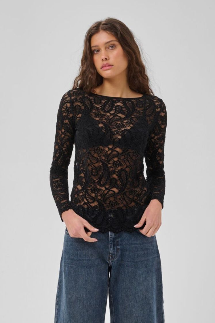 MWSalvi LS Lace Blouse 100031 Black