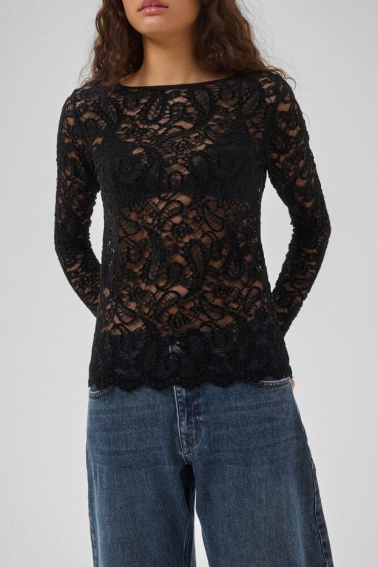 MWSalvi LS Lace Blouse 100031 Black