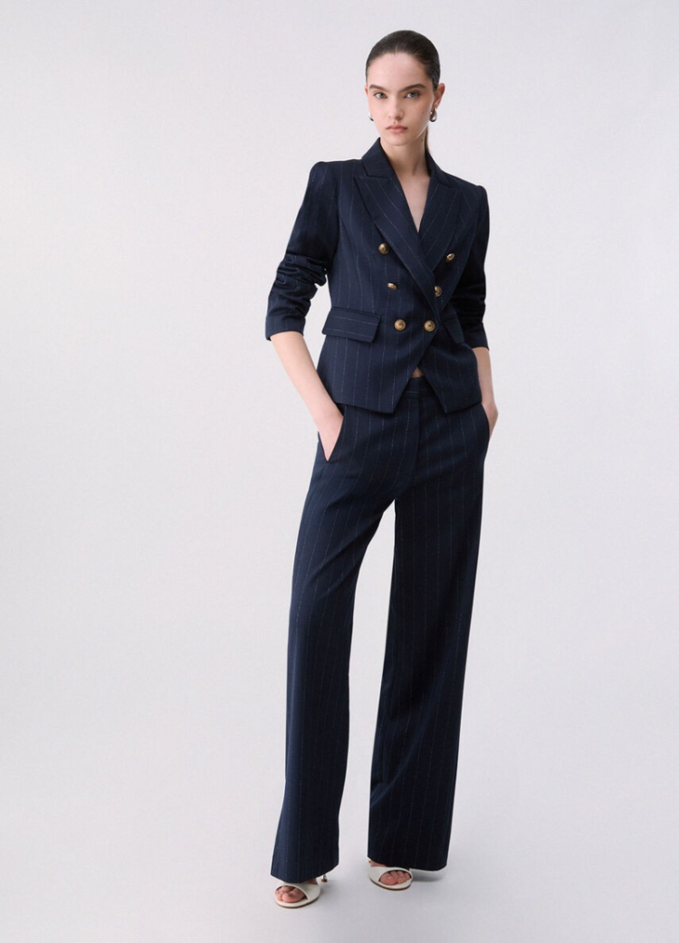  L9173 BLU LUREX PIN STRIPE