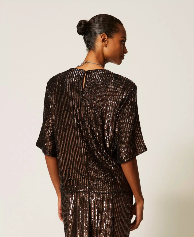  14171 SEQUINS STRIPES BROWN