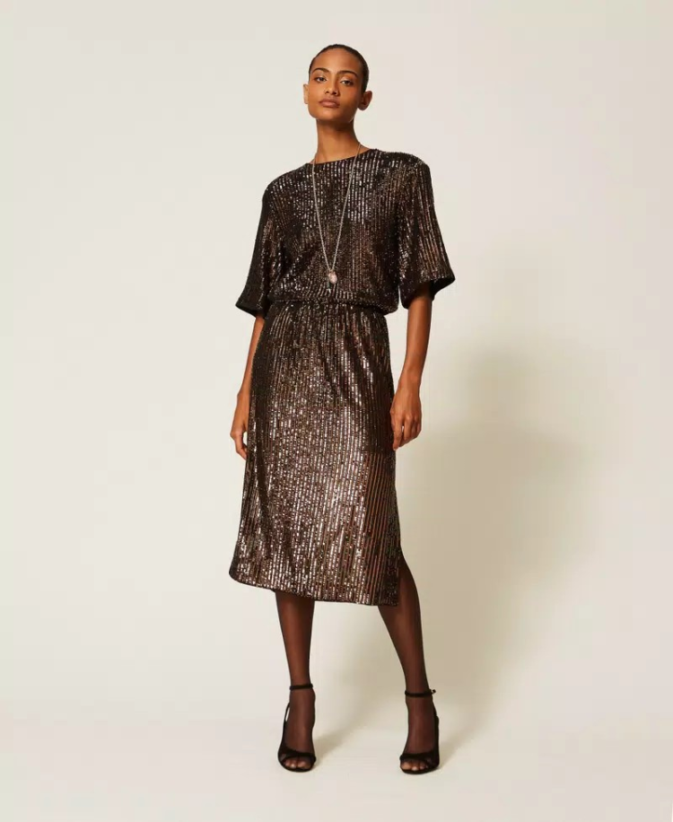  14171 SEQUINS STRIPES BROWN