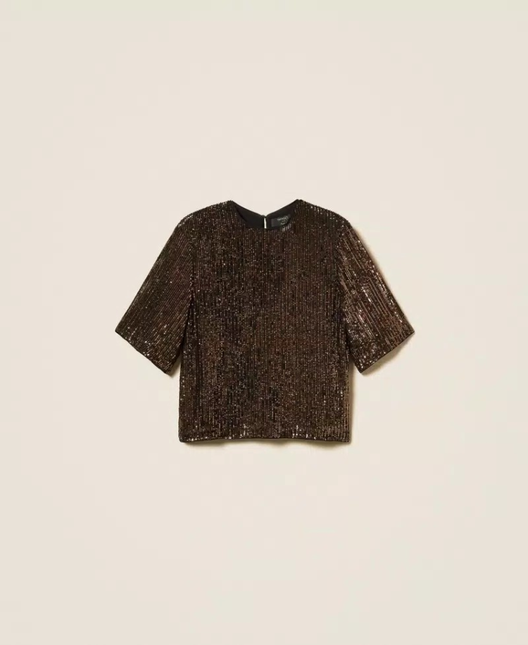  14171 SEQUINS STRIPES BROWN